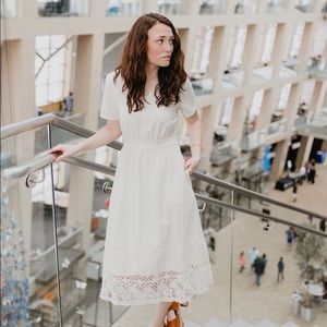 Piper and Scoot Bayonne Lace Trim Midi Dress